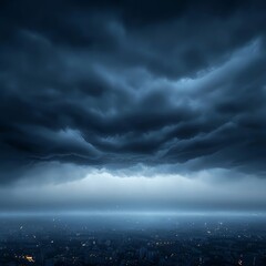 Obraz premium Dark Storm Clouds Over City at Night