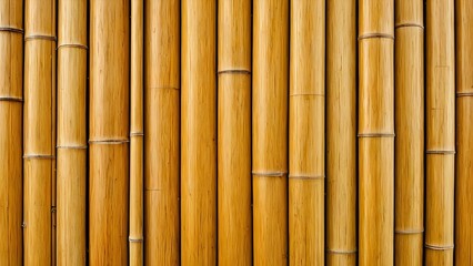Naklejka premium Golden bamboo stalks forming a dense, textured wall; perfect for backgrounds, textures, or design elements.