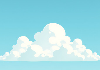 clouds gather bright blue sky cartoonish fluffy white cloud formations