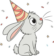 Naklejka premium bunny happy birthday celebration