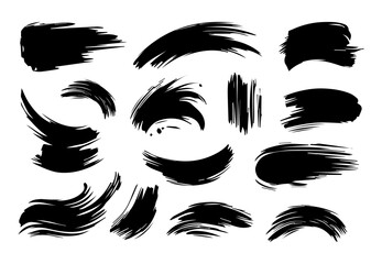Collection of black color brush strokes in creative abstract style