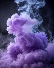 A smooth fade from light lavender to dark violet light in smoke dark background