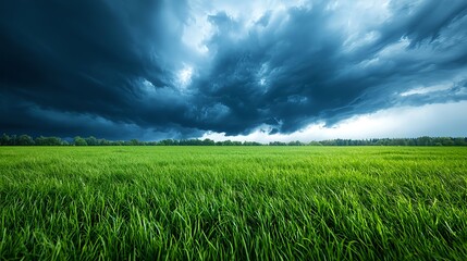 Obraz premium Dark Storm Clouds Over Lush Green Field