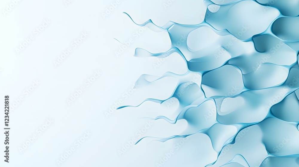 Poster the image contains an abstract design of flowing, interconnected, light blue forms resembling a netw