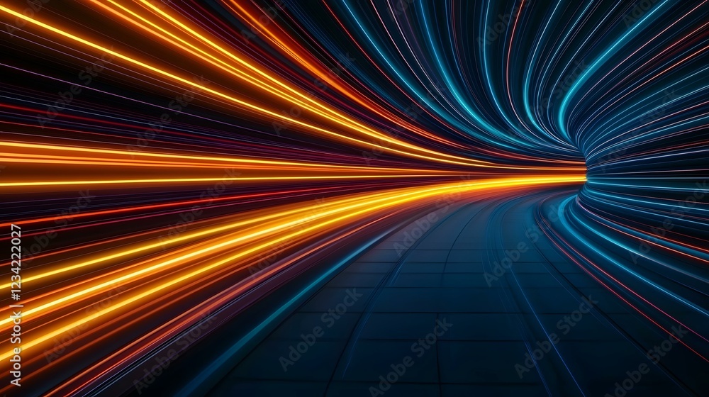 Aufkleber the image shows an abstract visualization of speed and movement, depicting a curved tunnel with vibr