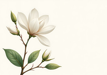 Obraz premium detailed botanical wedding invitations feature realistic spring flowers white magnolia