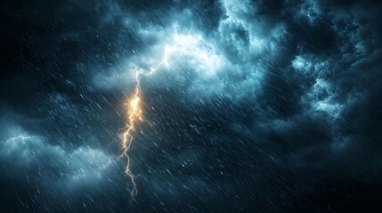 Dark Storm Clouds with Lightning and Rain