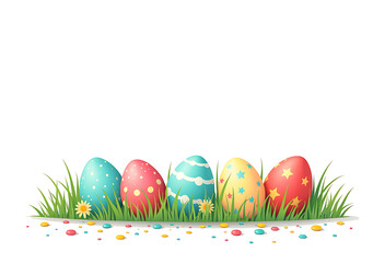 Fototapeta premium easter eggs lie colorful scattered grass white