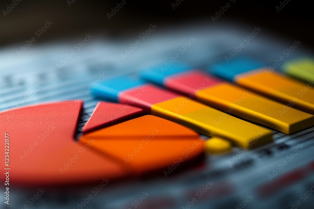 Leinwandbilder colorful pie and bar charts illustrating data trends and statistics in a business presentation setti