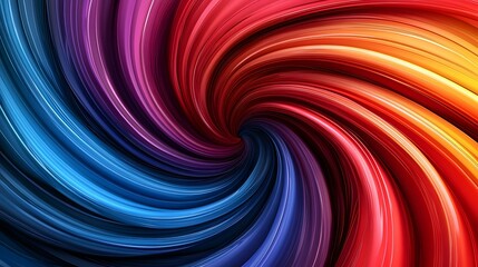 The image contains a vibrant, swirling vortex of color, transitioning smoothly from deep blues and purples to fiery oranges and reds.