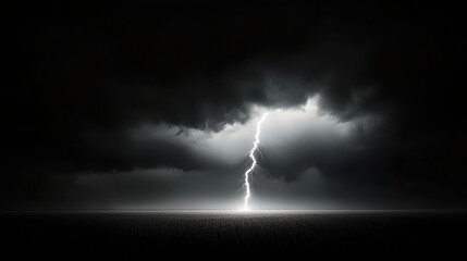 Dark Storm Clouds with Lightning Strike