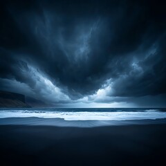Fototapeta premium Dark Stormy Clouds Over a Coastal Beach