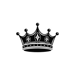 Simple black crown minimalist flat vector art illustration on white background