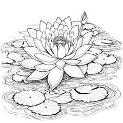 Fototapeta premium water lily flower coloring book