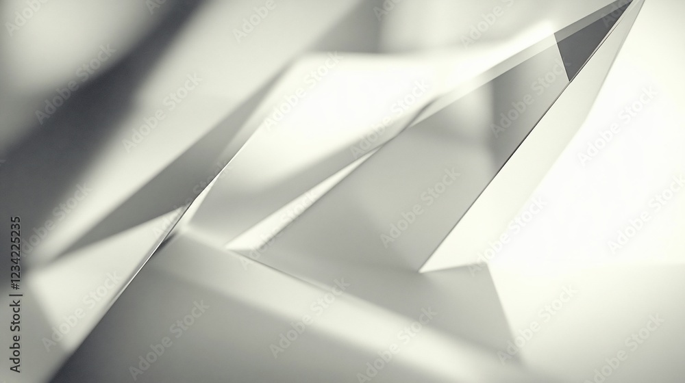 Aufkleber abstract geometric shapes with sharp lines and soft shadows, light grey color creates modern feel