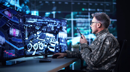 Air Reconnaissance Technology On Computer. World Map Data