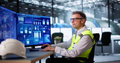 Man Working In Power Plant Electricity