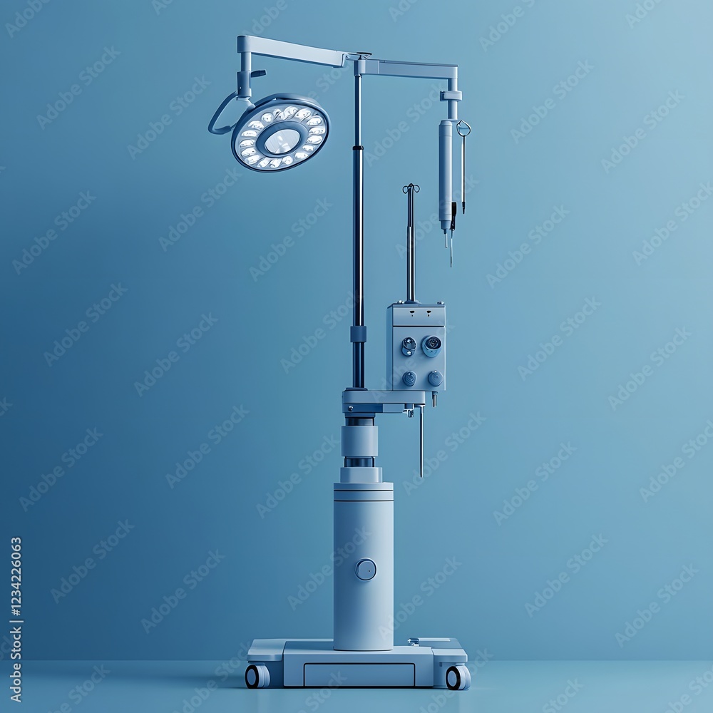 Poster sterile surgical navigation system isolated on a minimalist background used to guide instruments wit