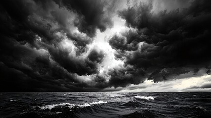 Fototapeta premium Dark Stormy Ocean Dramatic Cloudscape