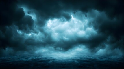 Obraz premium Dark Stormy Ocean Under Heavy Clouds