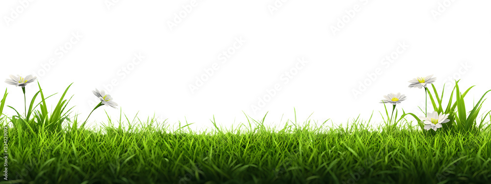 Canvas Prints spring green grass border png cut out illustration on transparent background with copy space
