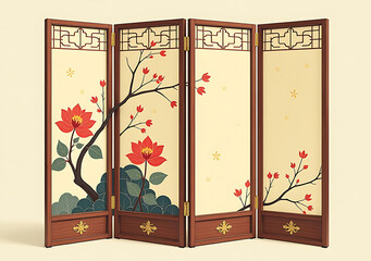 japanese traditional folding screens often feature beautiful intricate designs ornate golden