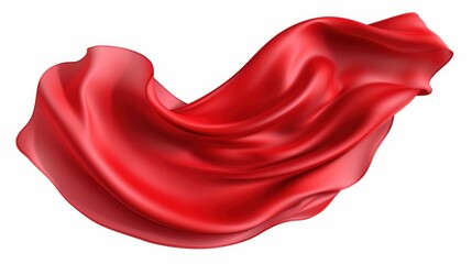 Fototapeta premium Flowing Red Silk Fabric Waving in the Air with a Smooth Texture and Vibrant Color Capturing the Beauty of Draped Material in Motion