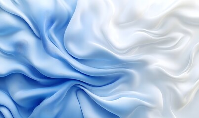 Obraz premium Blue and white silk fabric waves, abstract background, soft texture, design element