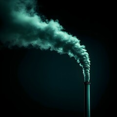 Fototapeta premium Dark Teal Industrial Smokestack at