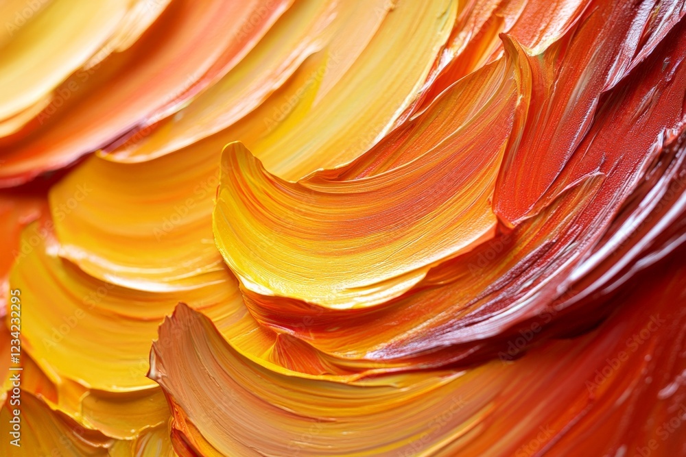 Aufkleber vibrant orange and yellow paint swirls create an abstract texture in an artistic composition