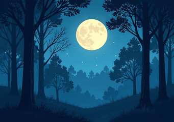 moonlight enchanted forest glows softly everywhere tonight gently illuminating magical trees soft silver