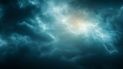 Obraz premium Dark Teal Storm Cloudscape at Night
