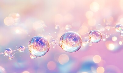 Dewdrops on spiderweb, pastel sunrise, bokeh background, nature macro photography, ideal for websites, cards