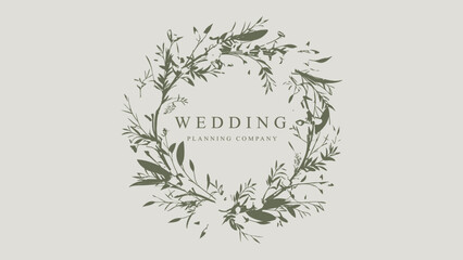 Elegant Wedding Planning Logo with Floral Wreath Design
