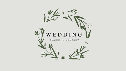 Elegant Wedding Planning Logo with Floral Wreath Design