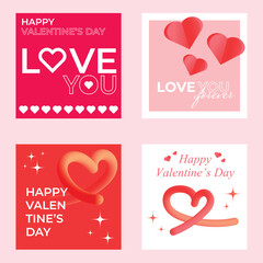 Happy Valentine's Day templates for social media posts, cover, poster, banners, marketing, sales promotion. Vector illustration.