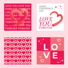 Happy Valentine's Day templates for social media posts, cover, poster, banners, marketing, sales promotion. Vector illustration.