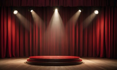 The Illuminated Stage Featuring Stunning Red Curtains Perfectly Set for Memorable Performances