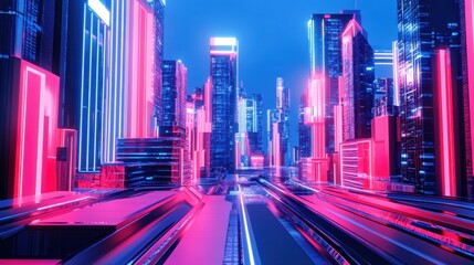 Fototapeta premium A conceptual D rendering of a future technology-driven world.