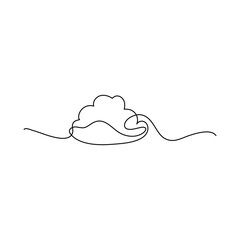 One continuous line drawing of Sky clouds white. Clouds concept. Doodle vector illustration in simple,
