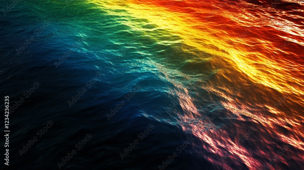 Poster abstract colorful water surface with gradual color transition from blue to red
