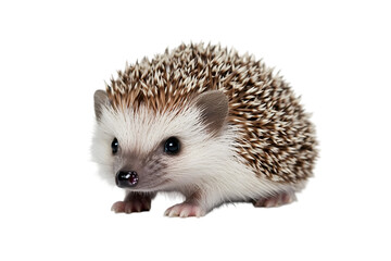 Obraz premium A small baby hedgehog with tiny spines, resting on a white surface. Transparent background
