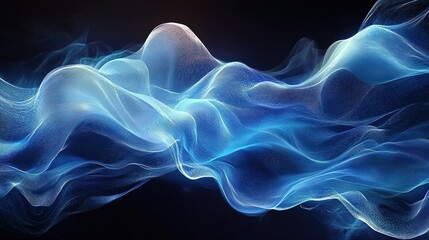 Obraz premium A digital art piece featuring abstract blue waves, representing the fluidity and creativity of AI technology. 