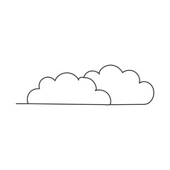 One continuous line drawing of Sky clouds white. Clouds concept. Doodle vector illustration in simple,