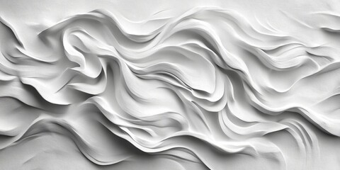 Abstract Background with 3D Seamless Creamy White Waves, Minimalist Design, Monochromatic Colors