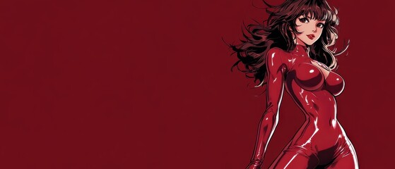 Woman in Bold Crimson Atmosphere