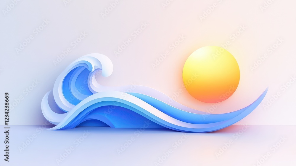 Aufkleber a modern ocean shore logo icon with a combination of circular and curved shapes to represent waves a