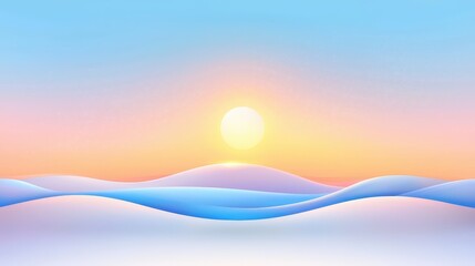 A peaceful seaside vector design with soft waves, gentle colors, and a horizon that captures the serenity of the coast.