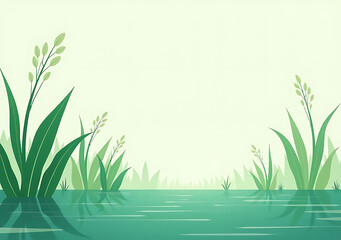 Obraz premium shallow green leafy water foliage creates peaceful atmosphere visually appealing natural