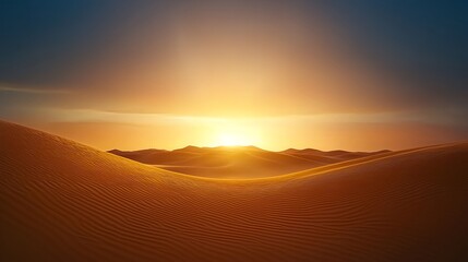 Obraz premium Desert Sunset Landscape with Golden Sand Dunes